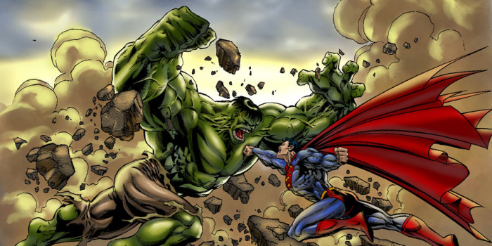 Pelea de Hulk contra Superman creada por Mike Habjan
